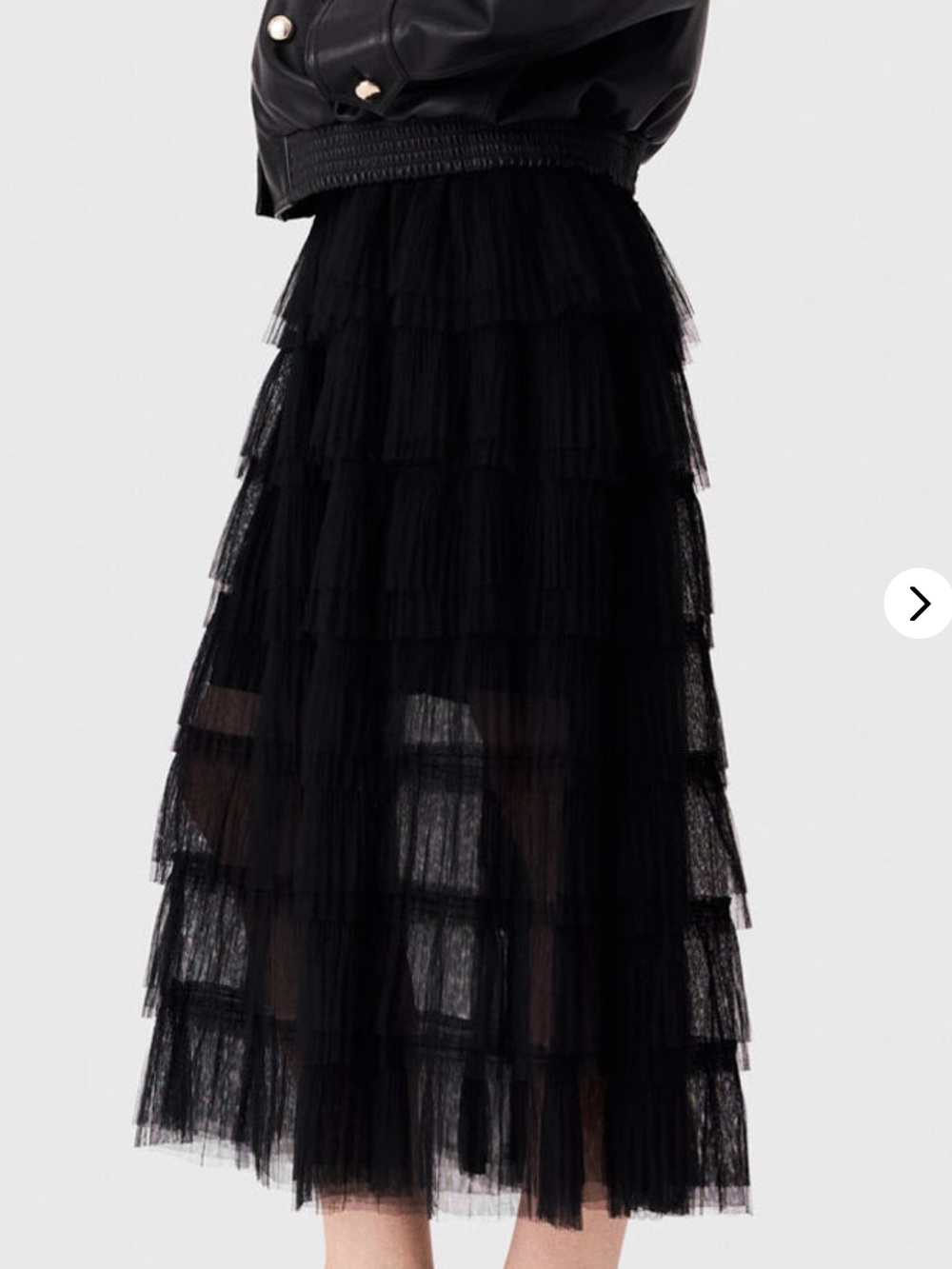 Maje Tulle Black Midi Skirt NWT Size 40 or Size Large Designer Luxury - Picture 2 of 10